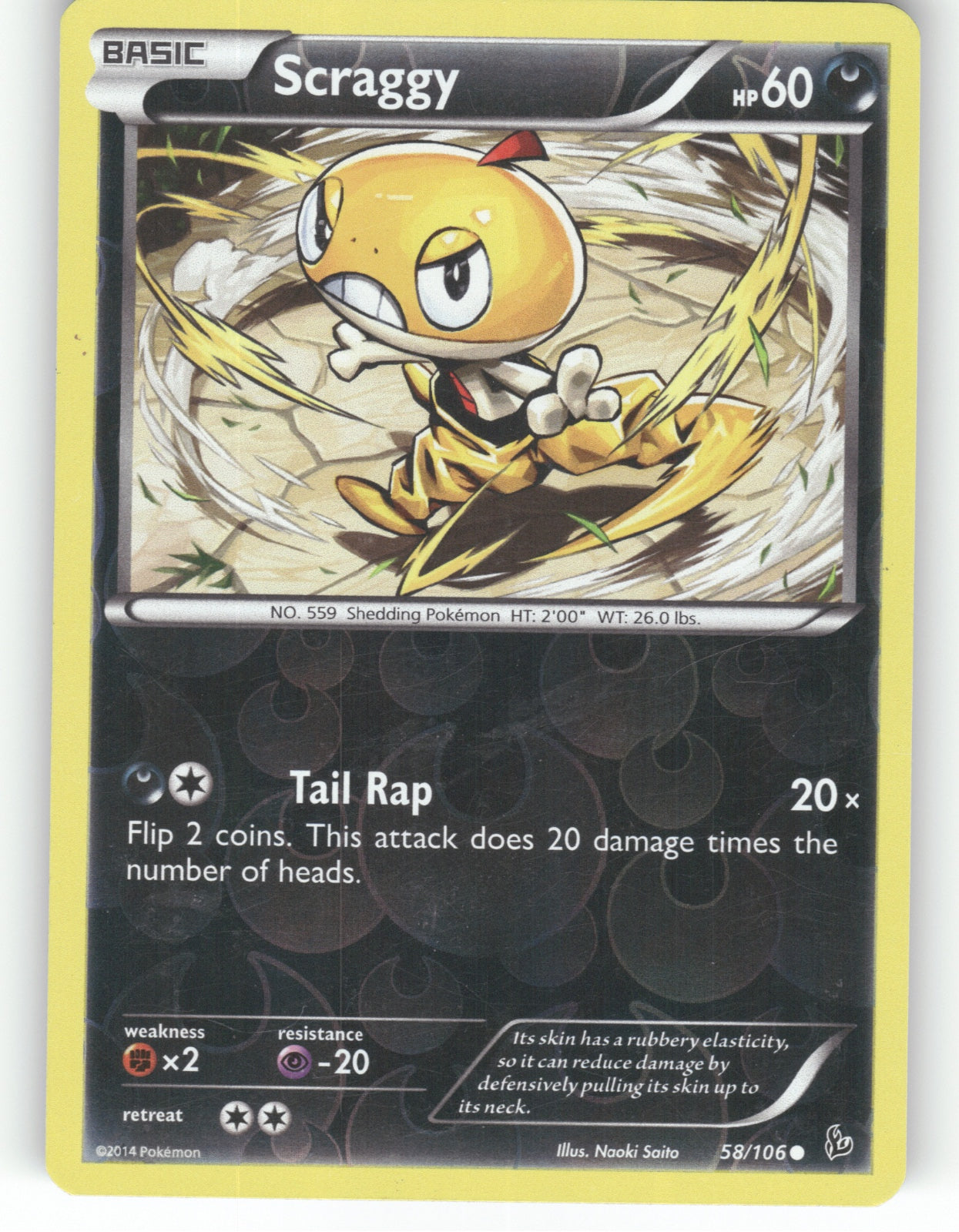 Scraggy Reverse Holo Common XY - Flashfire 58/106 NM