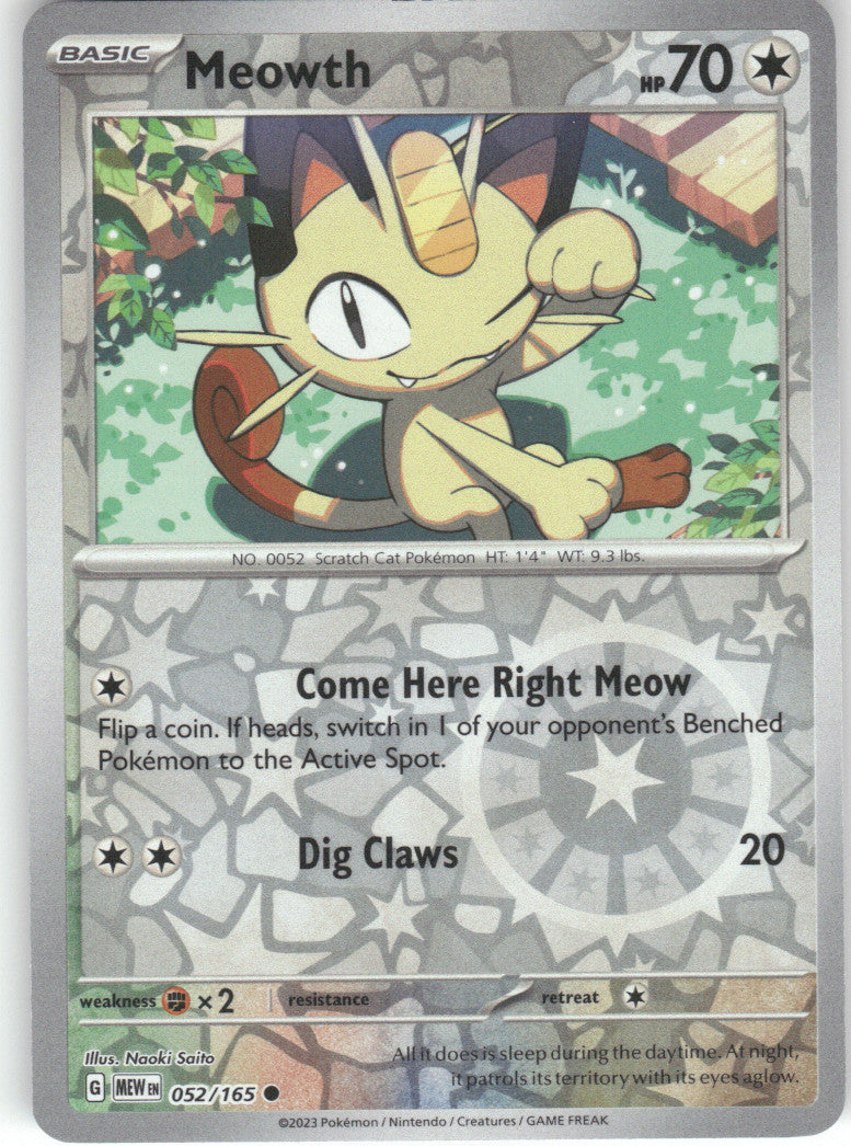 Meowth Reverse Holo Common SV: Scarlet & Violet 151 052/165 NM