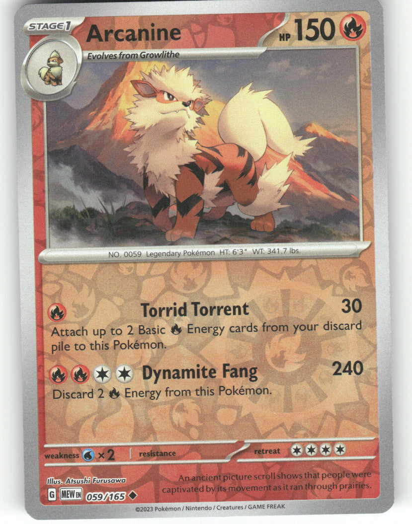 Arcanine Reverse Holo Uncommon SV: Scarlet & Violet 151 059/165 NM
