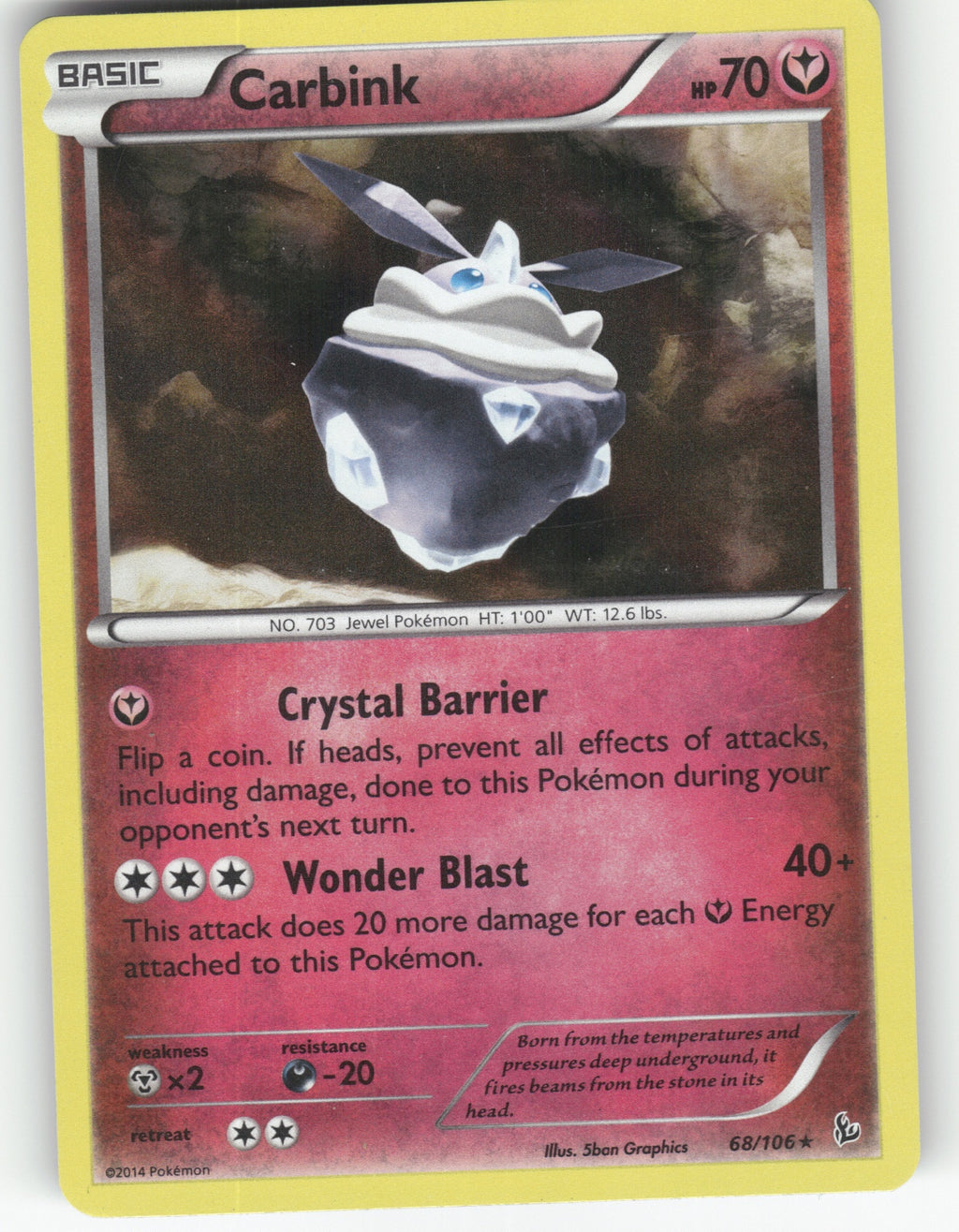Carbink Holo Rare XY - Flashfire 68/106 NM