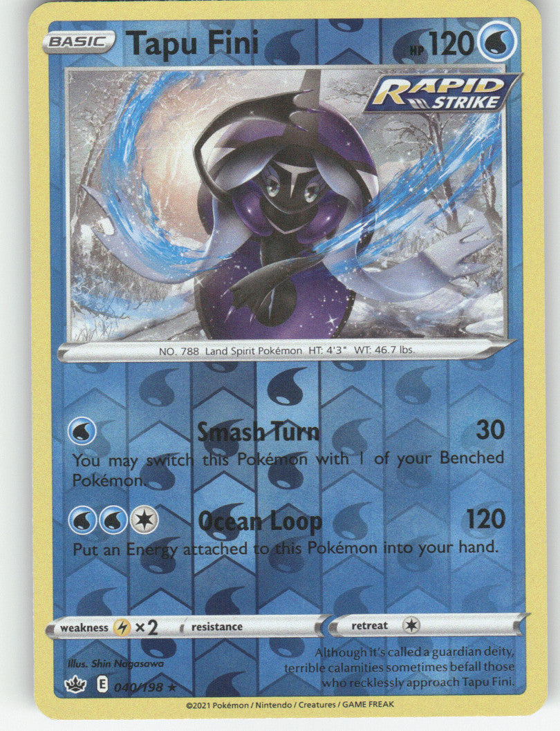 Tapu Fini Reverse Holo Holo Rare SWSH06: Chilling Reign 040/198 NM