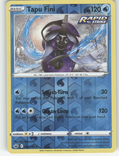 Tapu Fini Reverse Holo Holo Rare SWSH06: Chilling Reign 040/198 NM