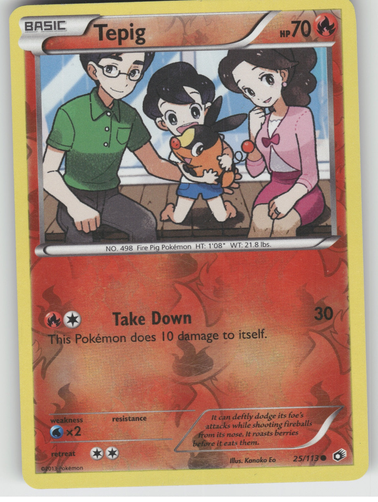 Tepig Reverse Holo Common Legendary Treasures 25/113 NM