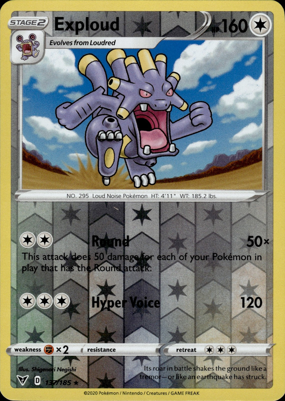 Exploud Reverse Holo Rare SWSH04: Vivid Voltage 137/185 NM