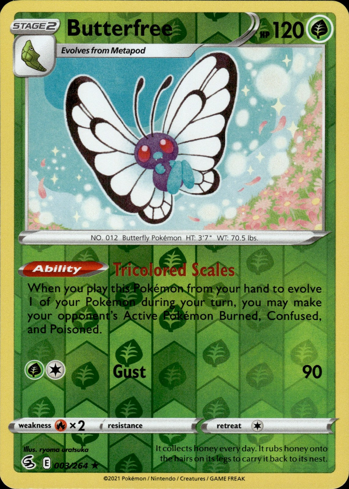 Butterfree Reverse Holo Holo Rare SWSH08: Fusion Strike 003/264 NM