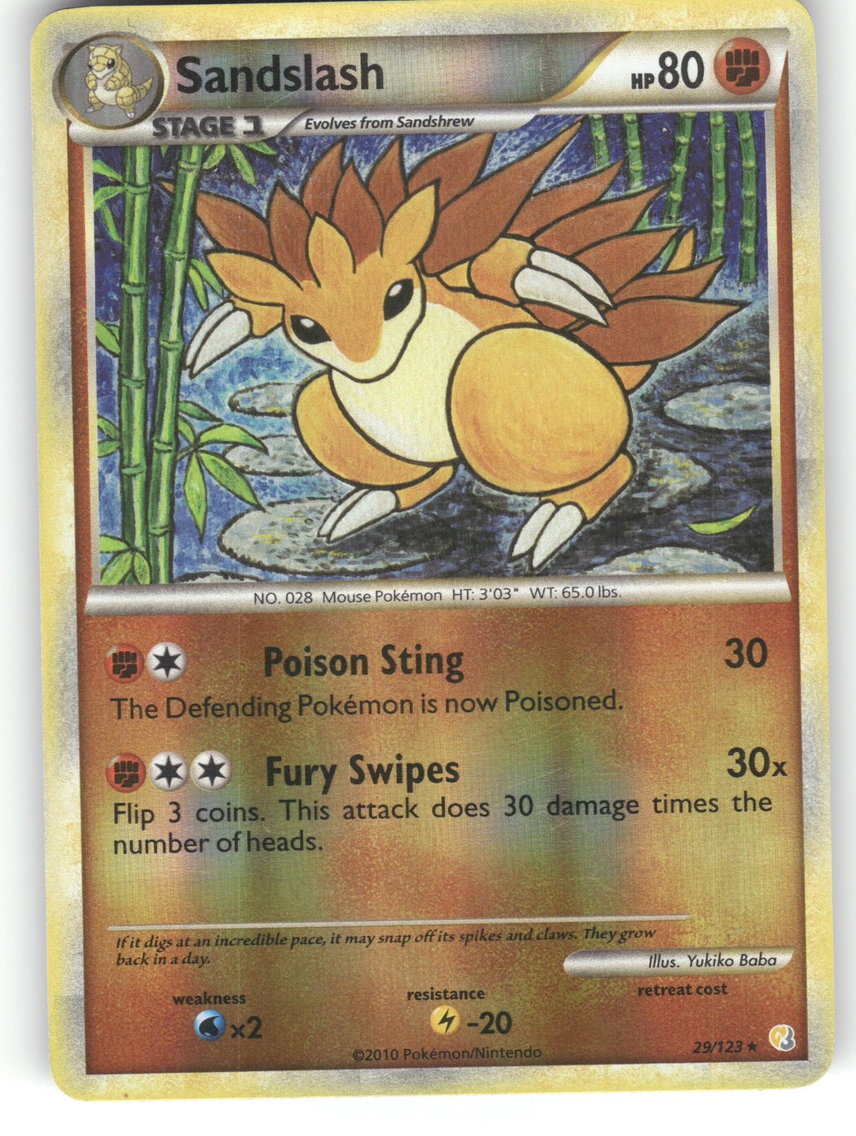 Sandslash Reverse Holo Rare HeartGold SoulSilver 29/123 NM