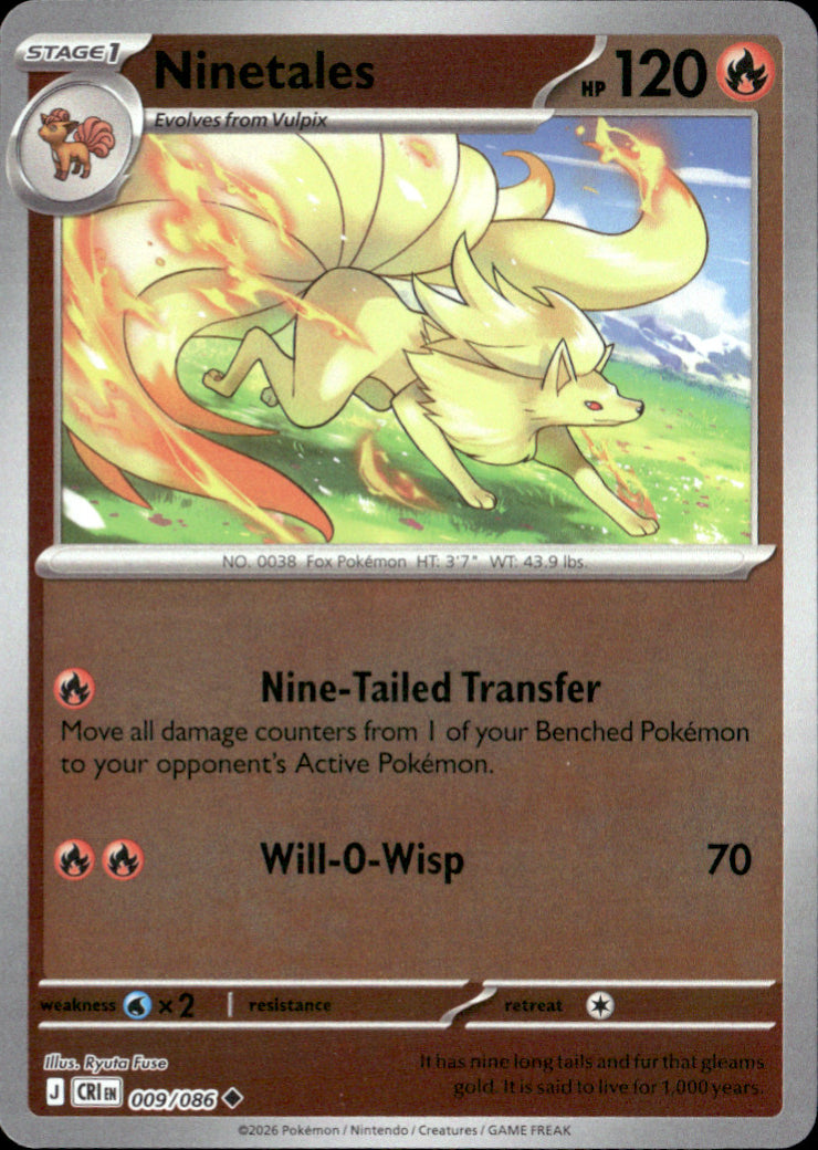 Ninetales Reverse Holo Uncommon ME04: Chaos Rising 009/086 NM