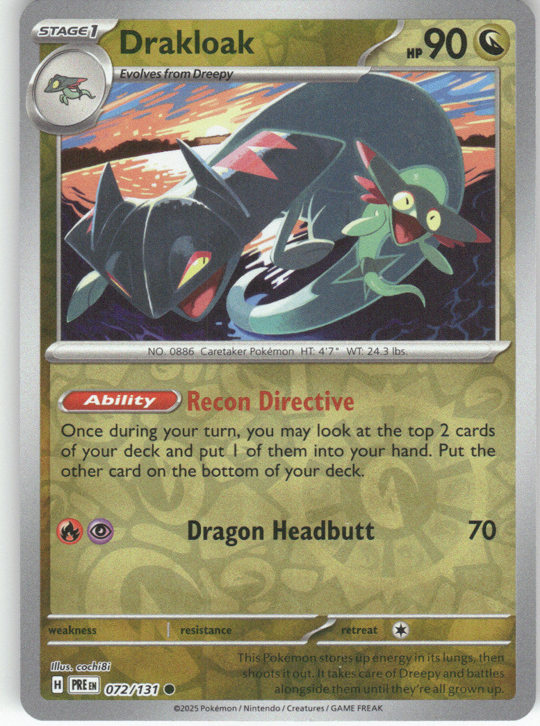 Drakloak Reverse Holo Common SV06: Twilight Masquerade 129/167 NM