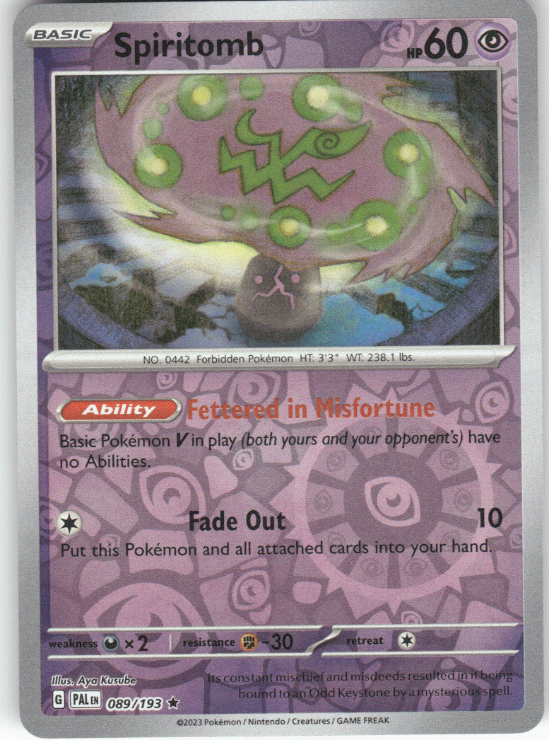 Spiritomb Reverse Holo Rare SV02: Paldea Evolved 089/193 NM