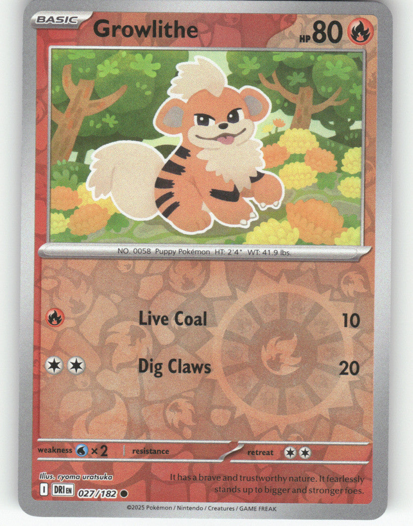 Growlithe Reverse Holo Common SV10: Destined Rivals 027/182 NM