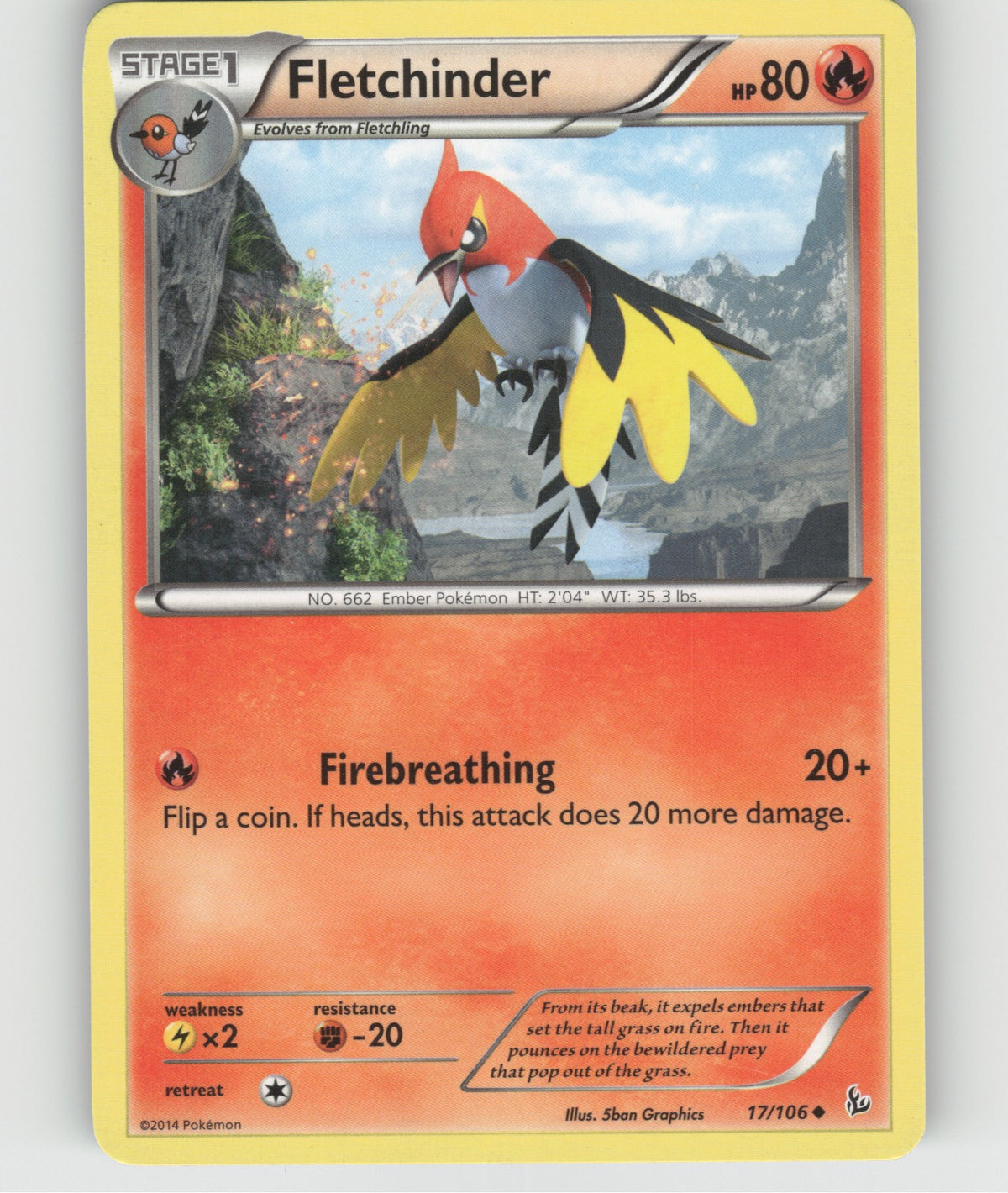 Fletchinder Uncommon XY - Flashfire 17/106 NM