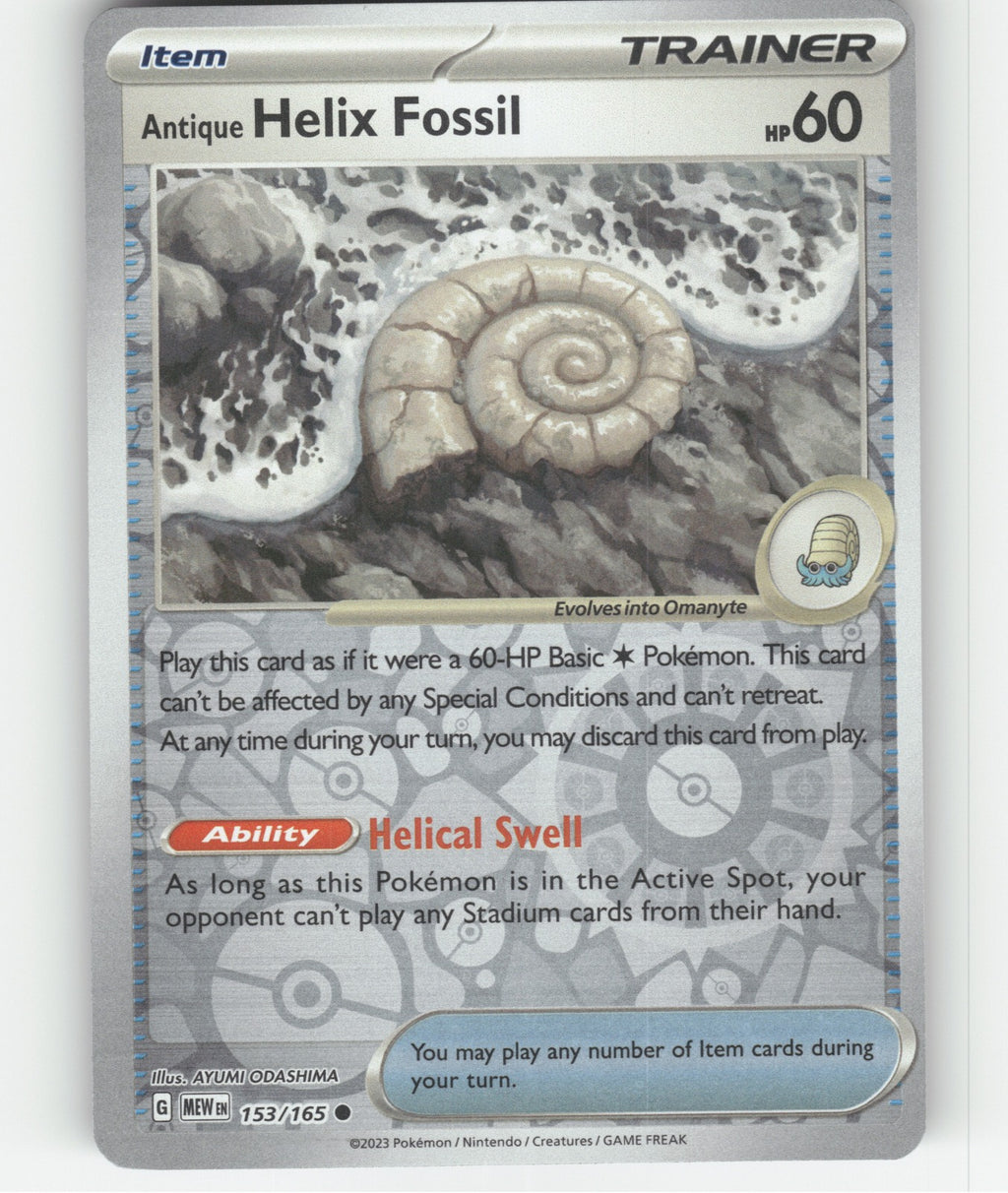 Antique Helix Fossil Reverse Holo Common SV: Scarlet & Violet 151 153/165 NM