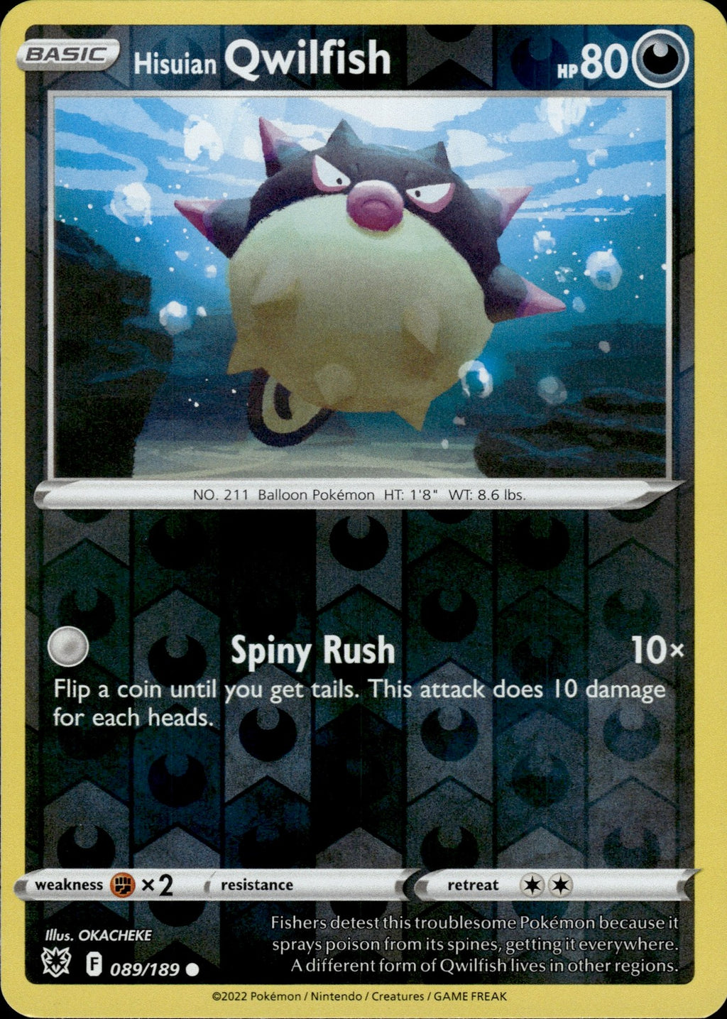 Hisuian Qwilfish (89) Reverse Holo Common SWSH10: Astral Radiance 089/189 NM