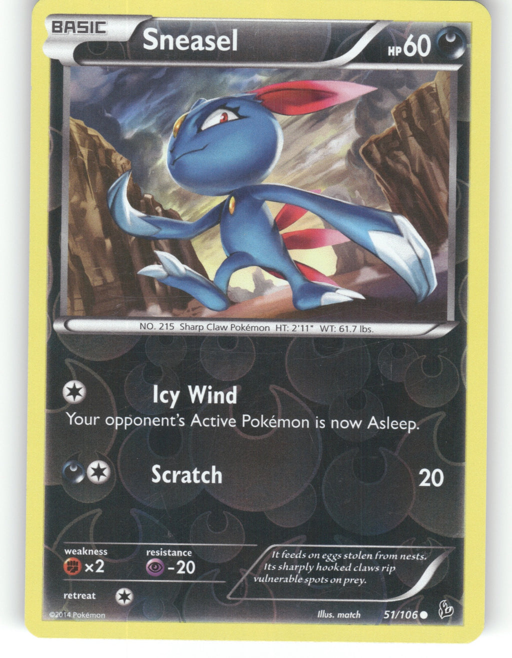 Sneasel (51) Reverse Holo Common XY - Flashfire 51/106 NM