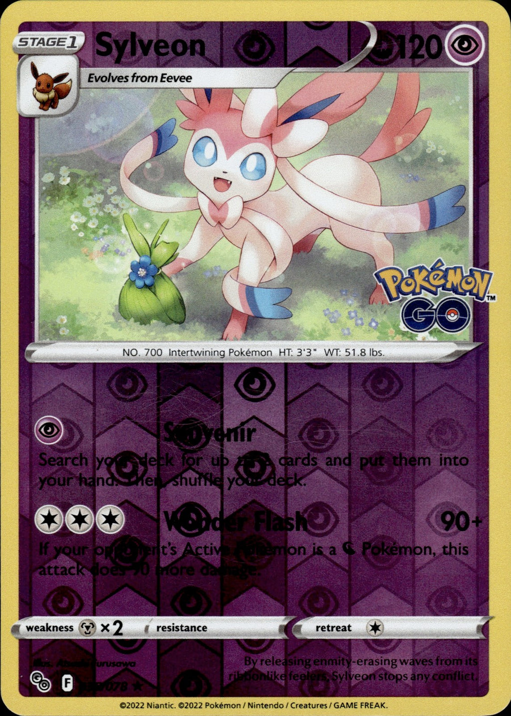 Sylveon Reverse Holo Holo Rare Pokemon GO 035/078 NM