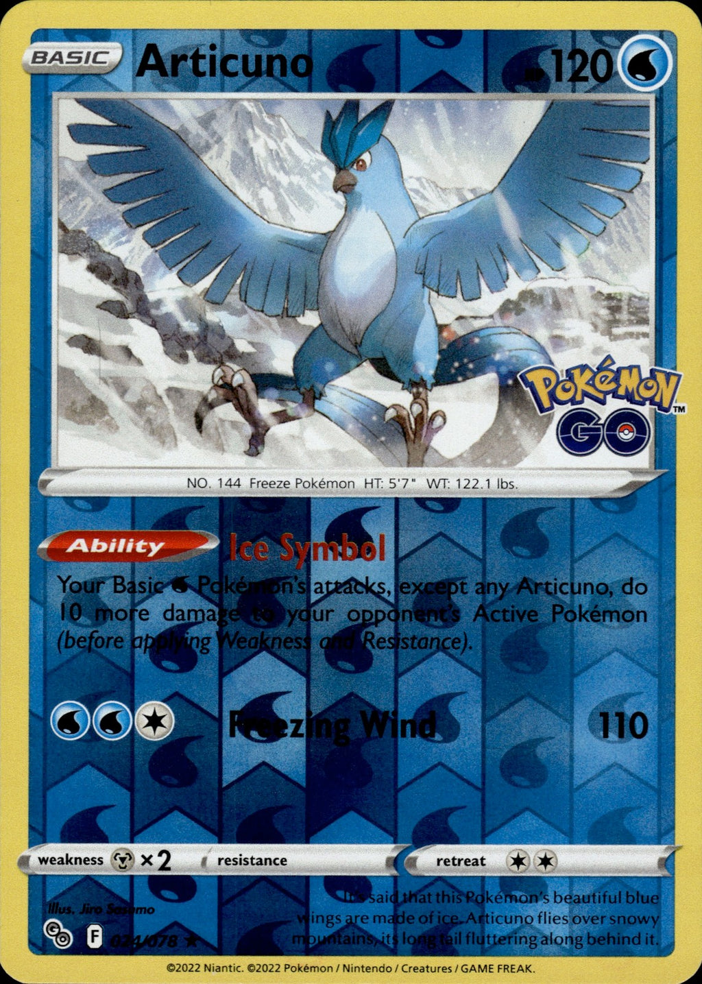 Articuno Reverse Holo Holo Rare Pokemon GO 024/078 NM