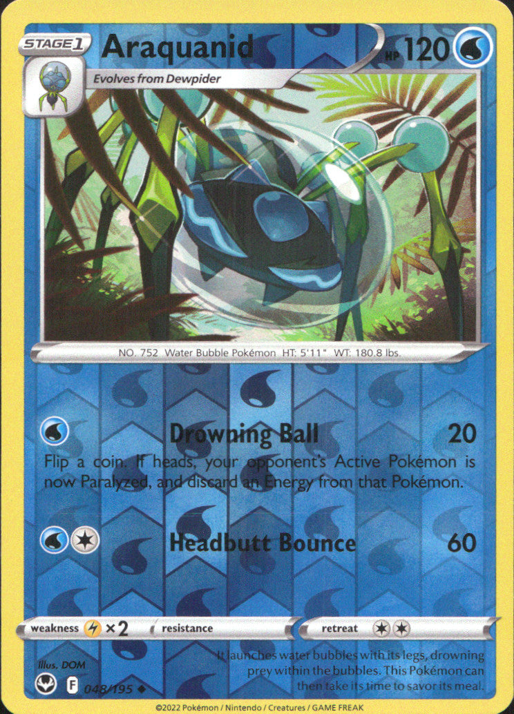 Araquanid Reverse Holo Uncommon SWSH12: Silver Tempest 048/195 NM