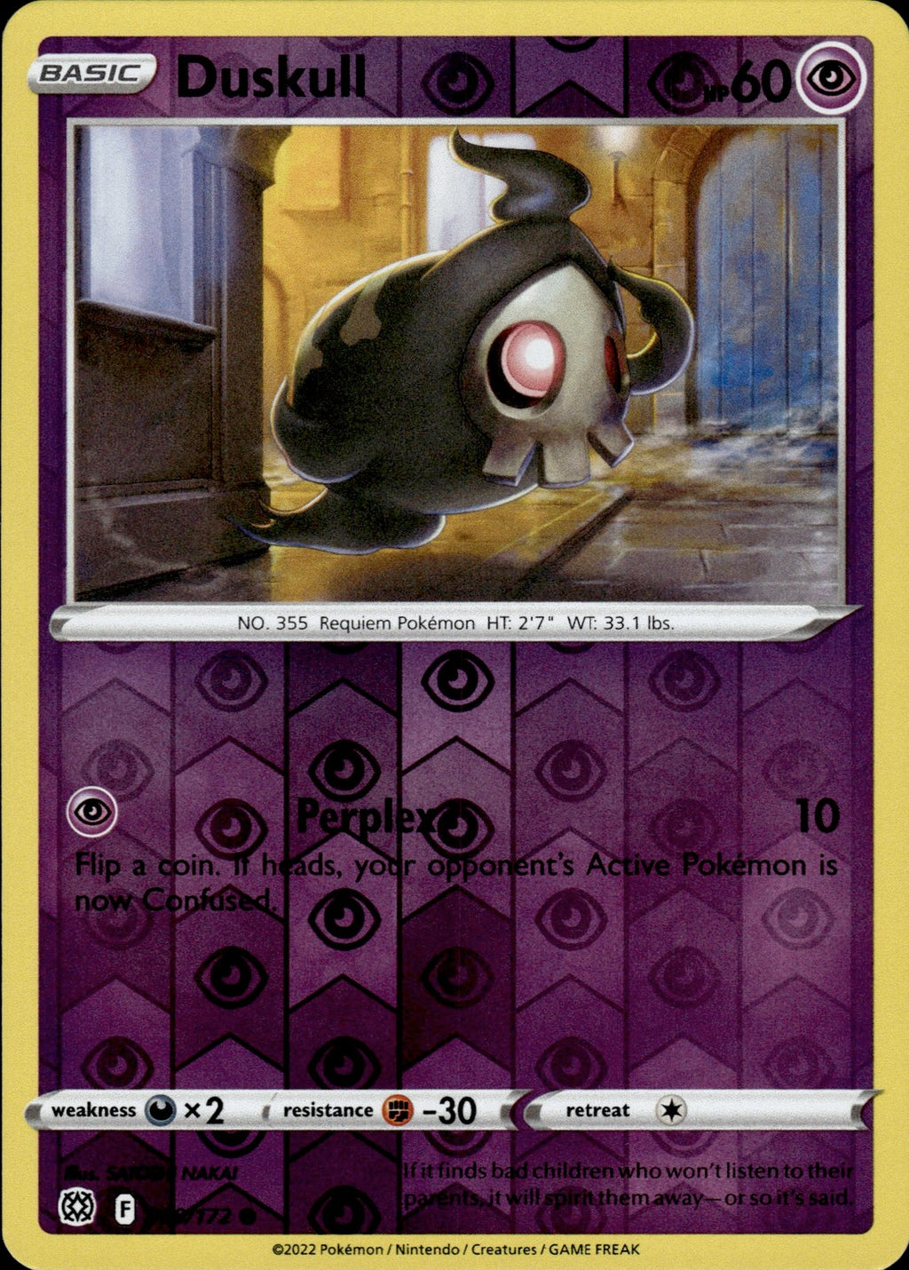 Duskull Reverse Holo Common SWSH09: Brilliant Stars 060/172 NM