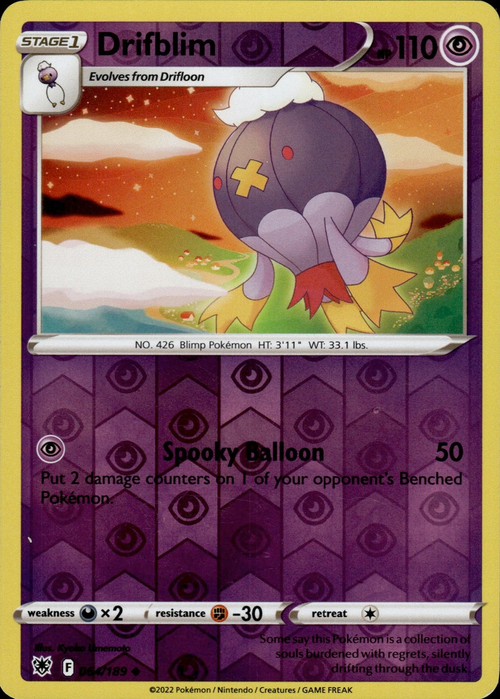Drifblim Reverse Holo Uncommon SWSH10: Astral Radiance 064/189 NM