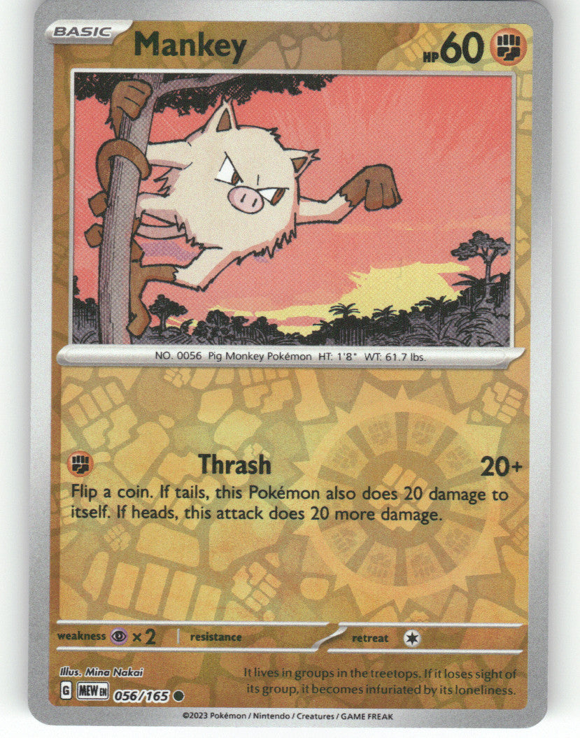 Mankey Reverse Holo Common SV: Scarlet & Violet 151 056/165 NM