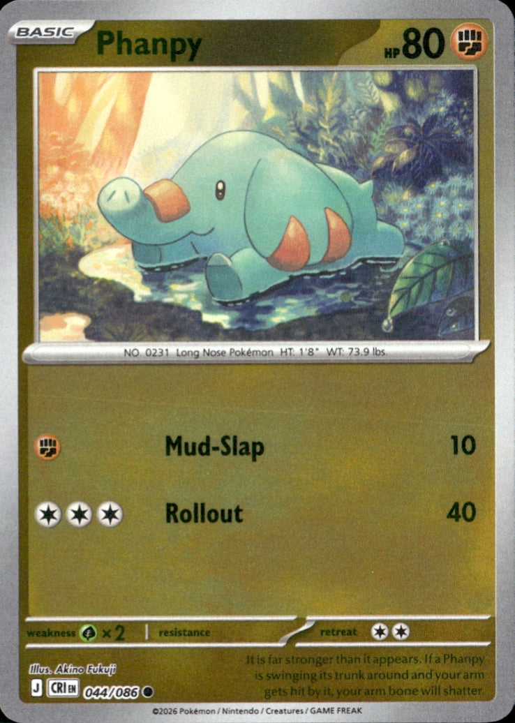 Phanpy Reverse Holo Common ME04: Chaos Rising 044/086 NM