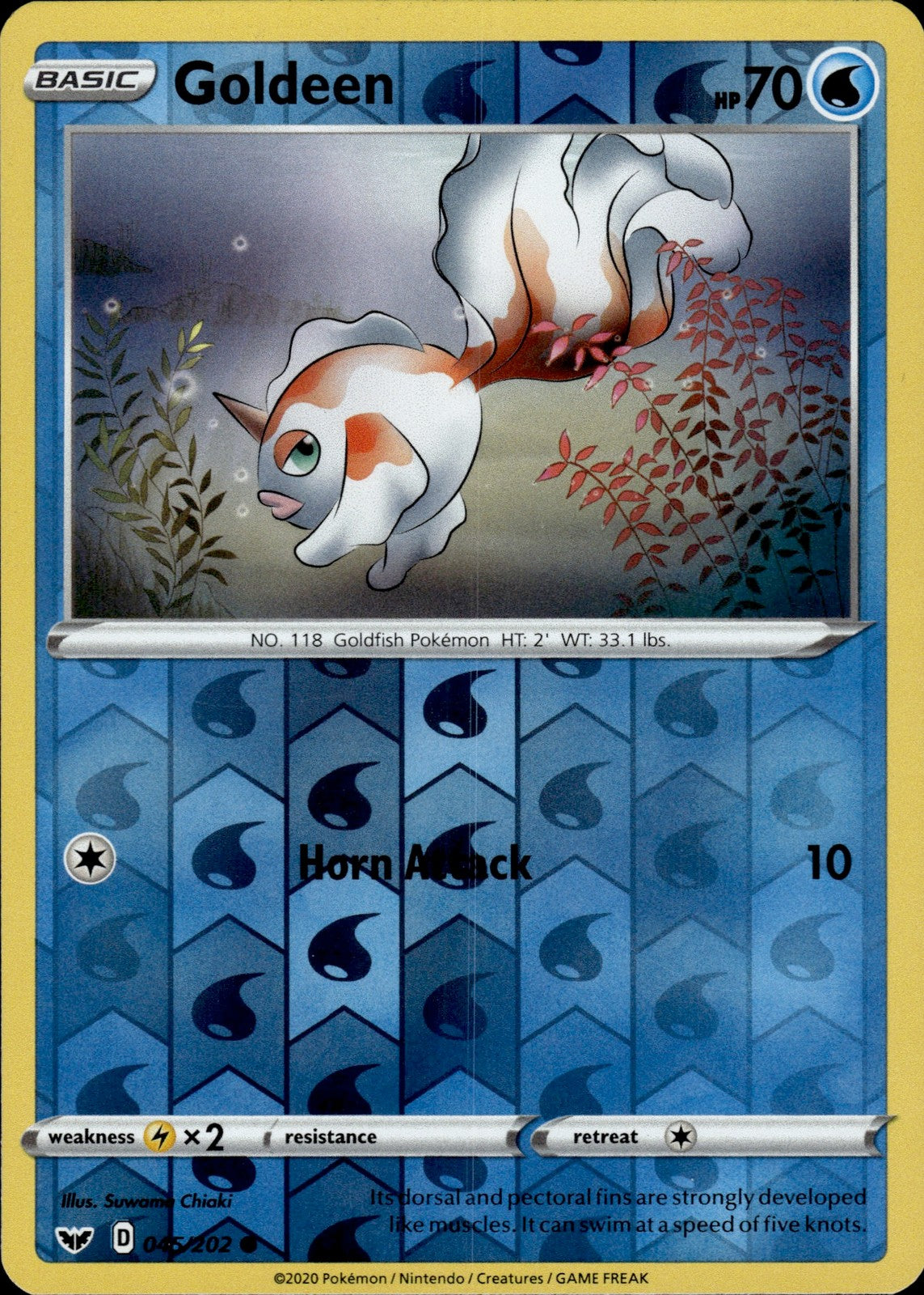 Goldeen (045) Reverse Holo Common SWSH01: Sword & Shield Base Set 045/202 NM