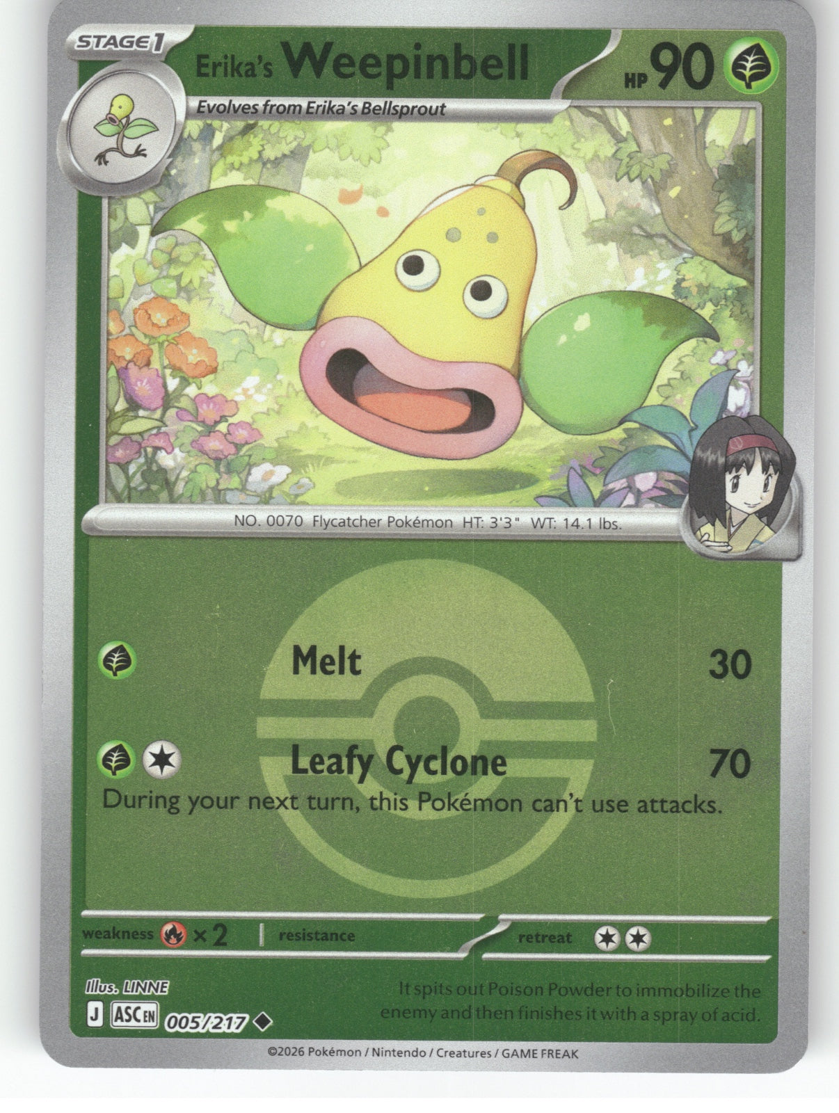 Erika's Weepinbell (Poke Ball) Reverse Holo Uncommon ME: Ascended Heroes 005/217
