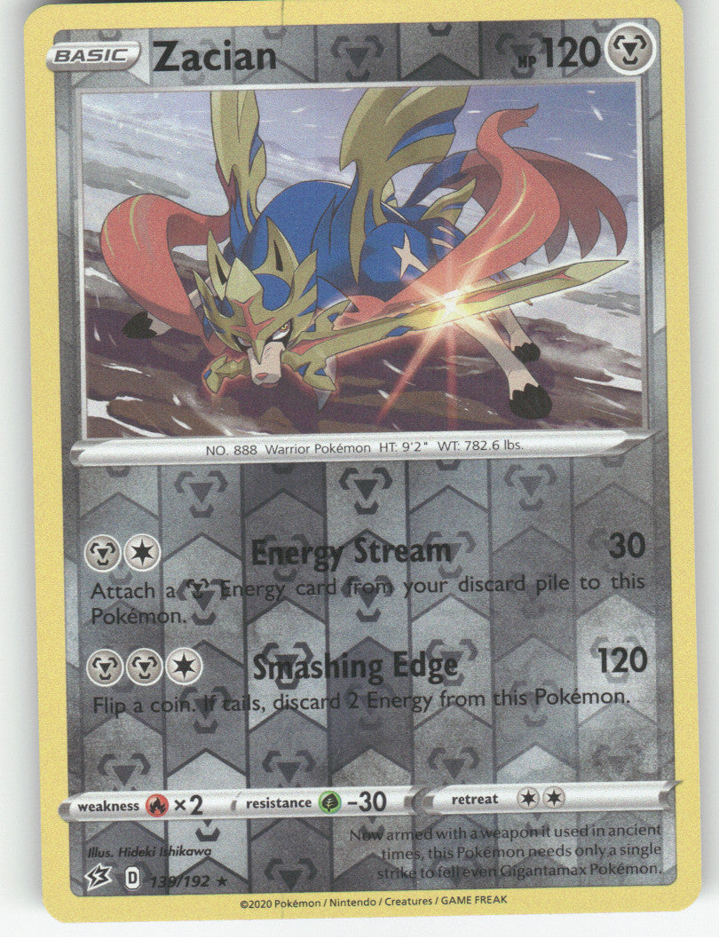 Zacian Reverse Holo Rare SWSH02: Rebel Clash 139/192 NM