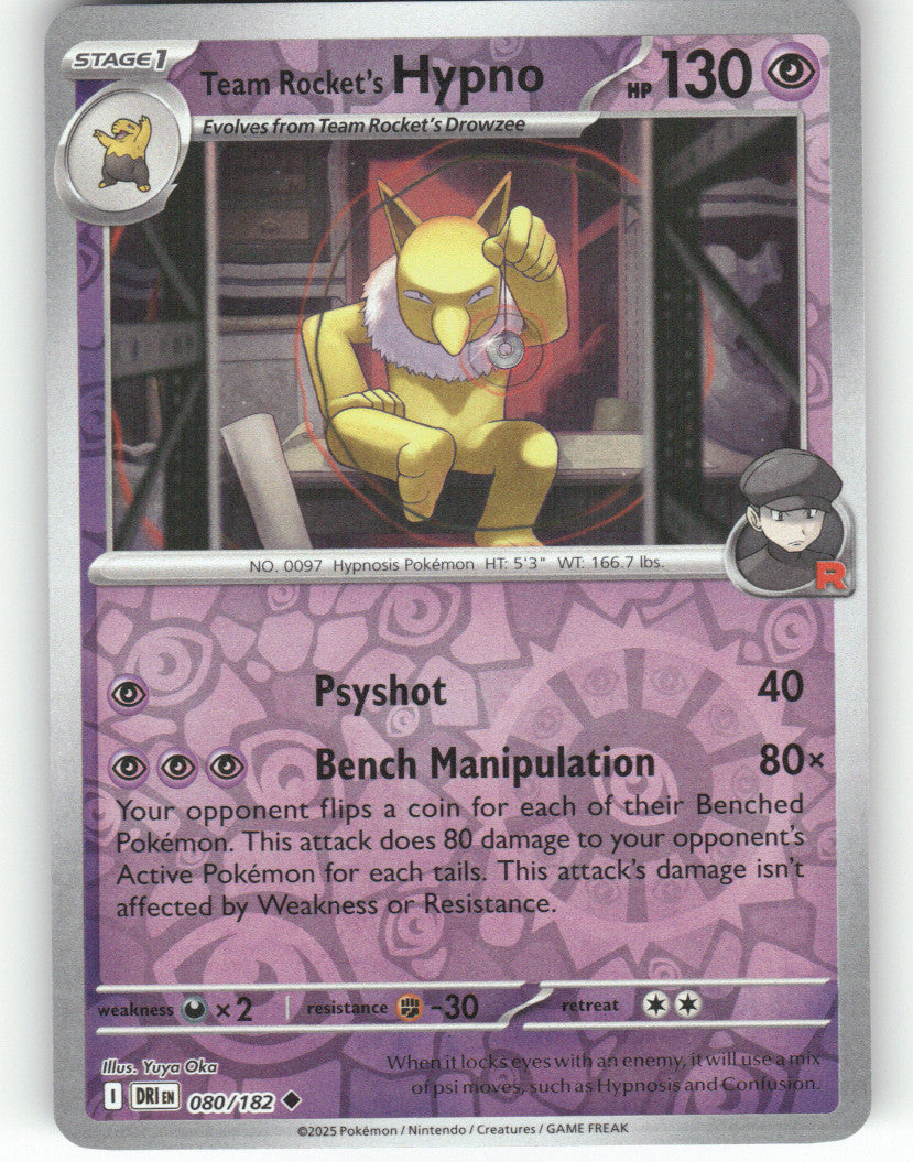 Team Rocket's Hypno Reverse Holo Uncommon SV10: Destined Rivals 080/182 NM
