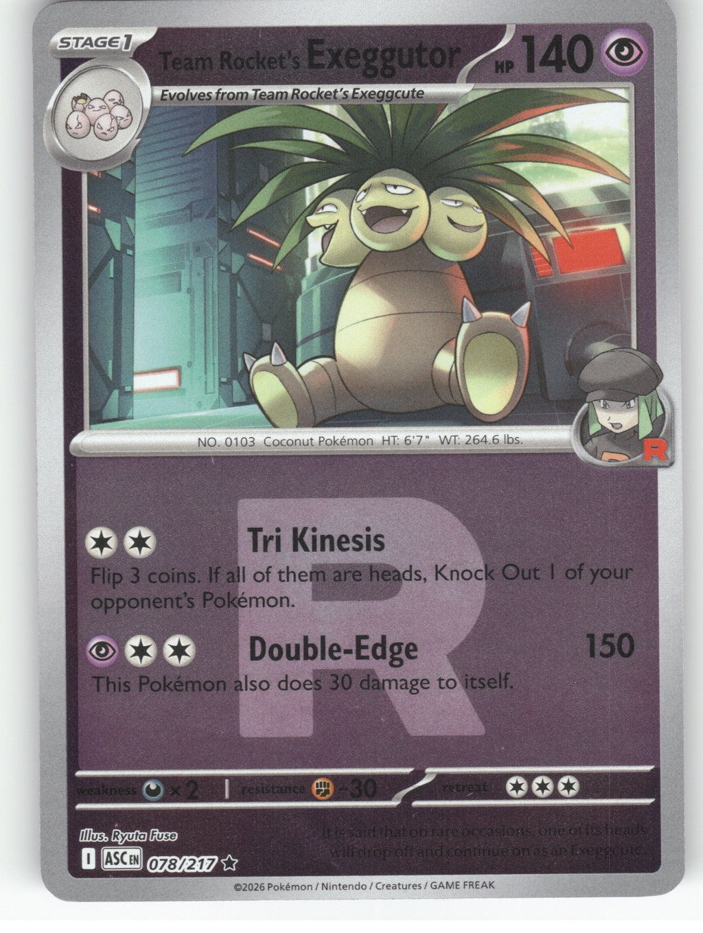 Team Rocket's Exeggutor (Team Rocket) Reverse Holo Rare ME: Ascended Heroes 078/217 NM
