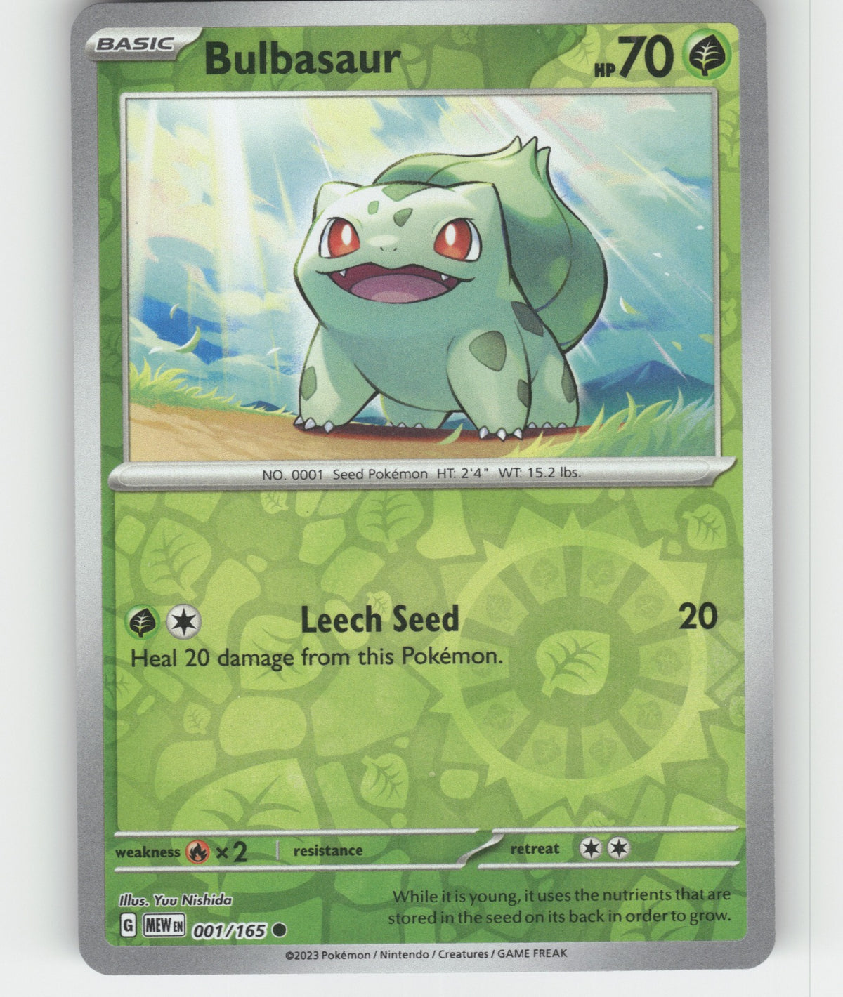 Bulbasaur Reverse Holo Common SV: Scarlet & Violet 151 001/165 NM
