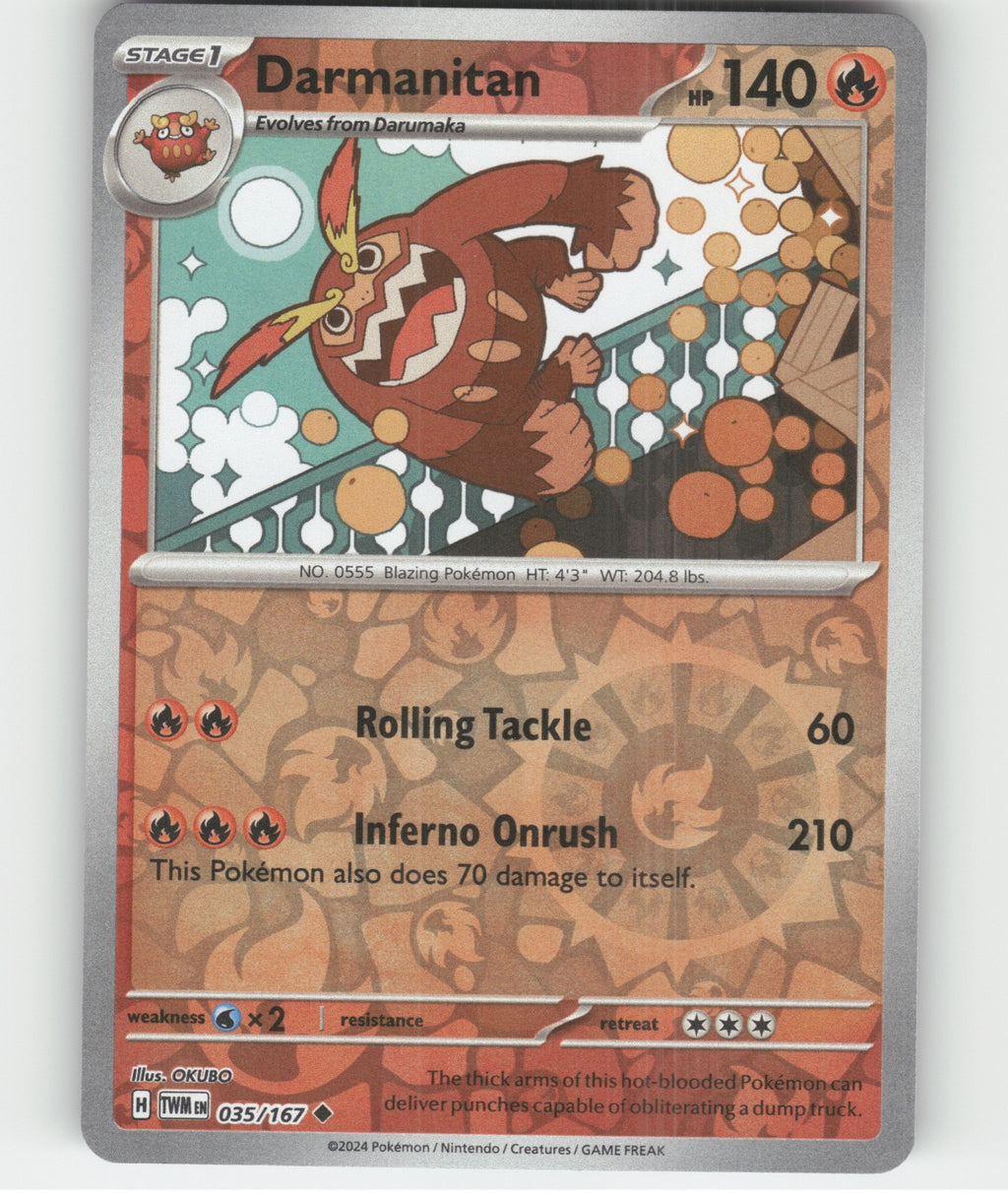 Darmanitan Uncommon SV06: Twilight Masquerade 035/167 NM