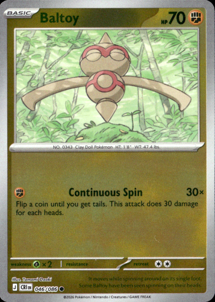 Baltoy Reverse Holo Common ME04: Chaos Rising 046/086 NM
