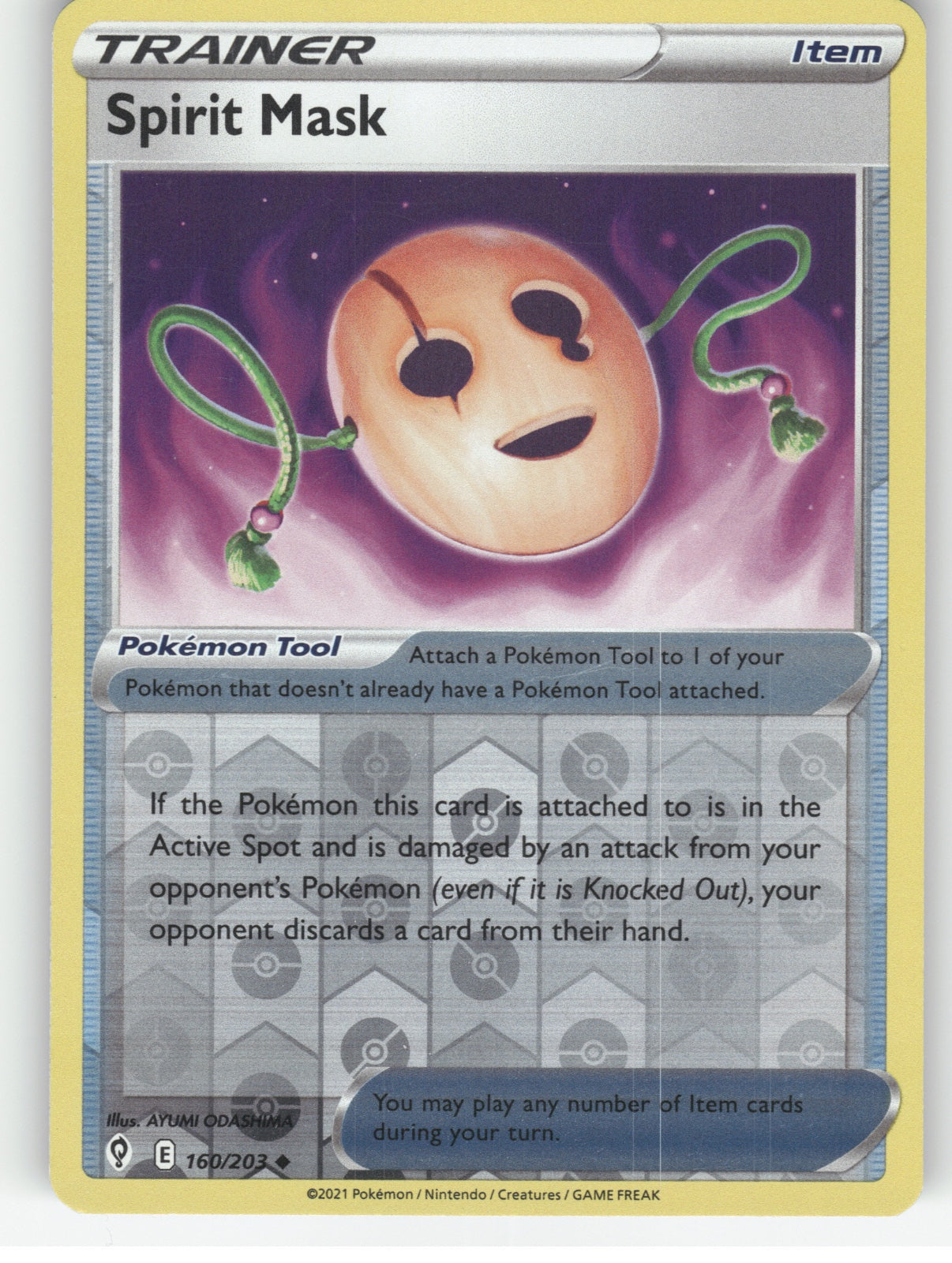 Spirit Mask Reverse Holo Uncommon SWSH07: Evolving Skies 160/203 NM