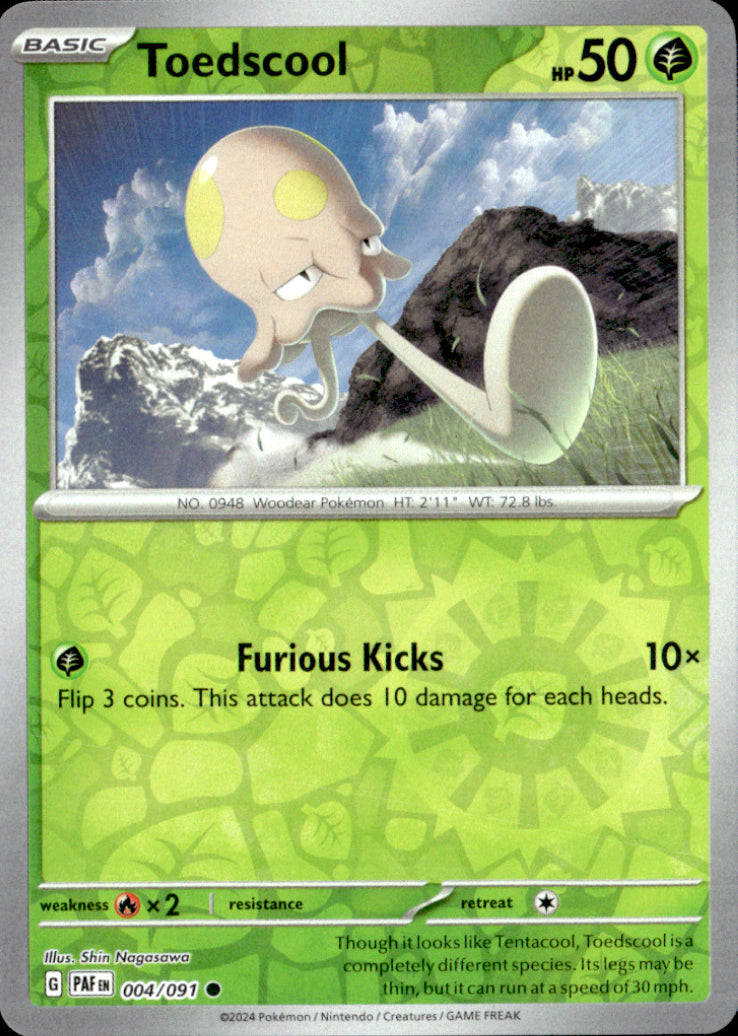 Toedscool Reverse Holo Common SV: Paldean Fates 004/091 NM