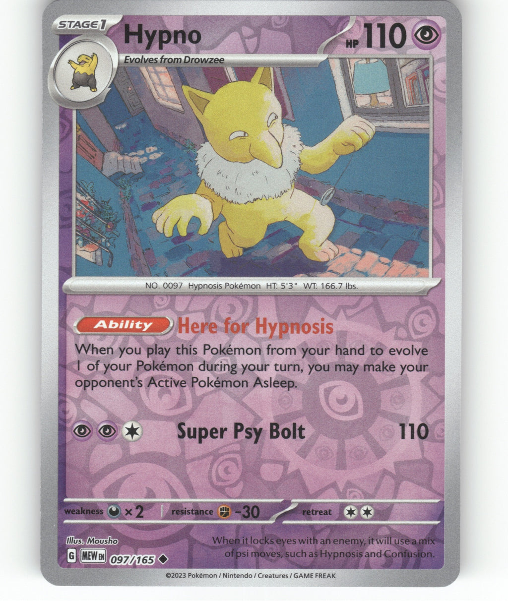 Hypno Reverse Holo Uncommon SV: Scarlet & Violet 151 097/165 NM