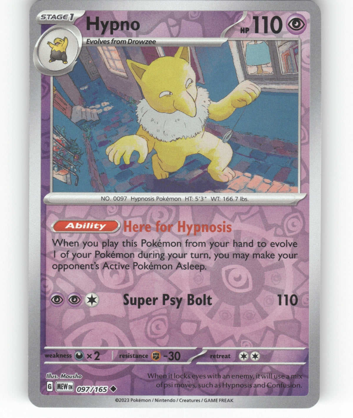 Hypno Reverse Holo Uncommon SV: Scarlet & Violet 151 097/165 NM