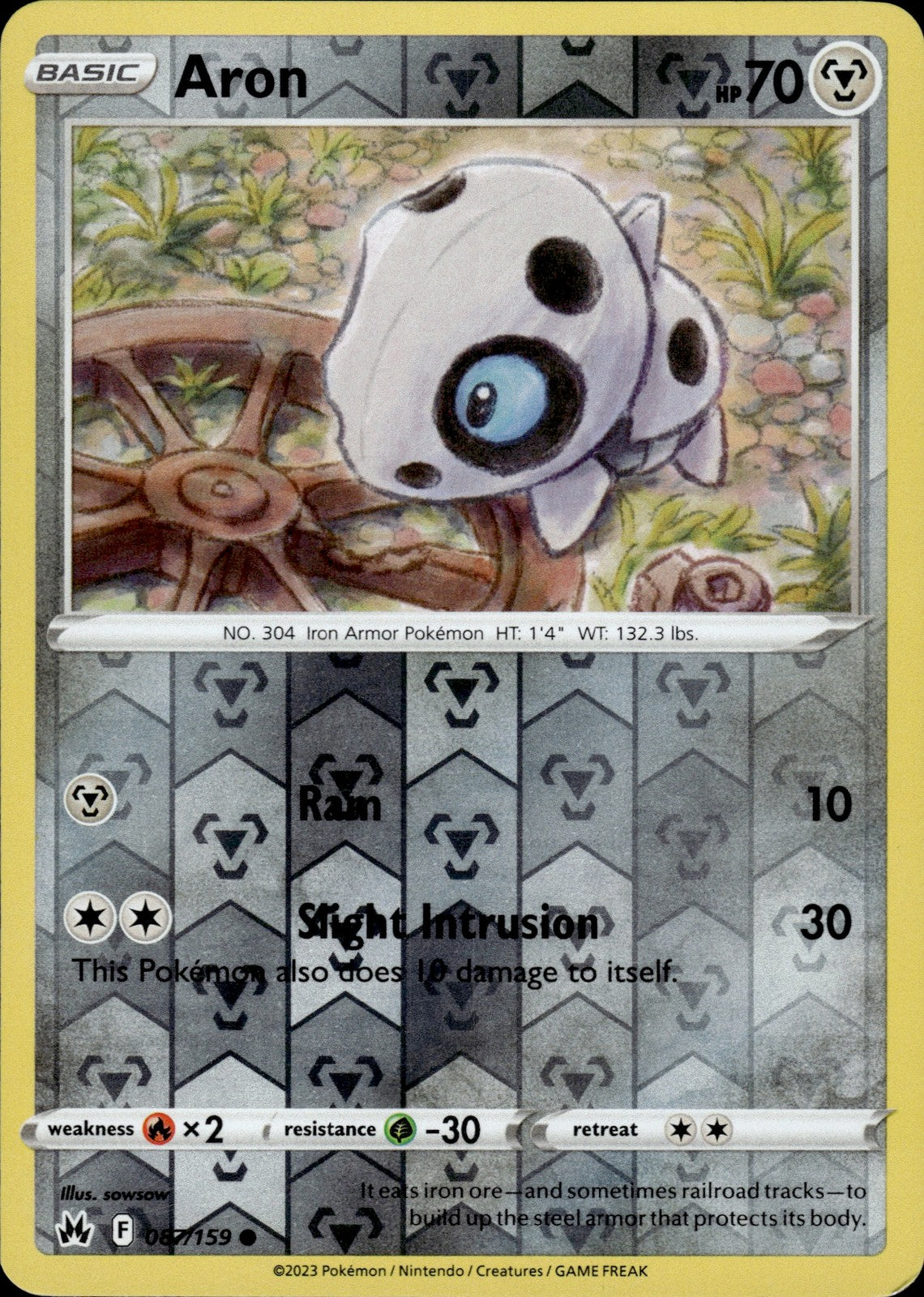 Aron Reverse Holo Common SWSH: Crown Zenith 087/159 NM