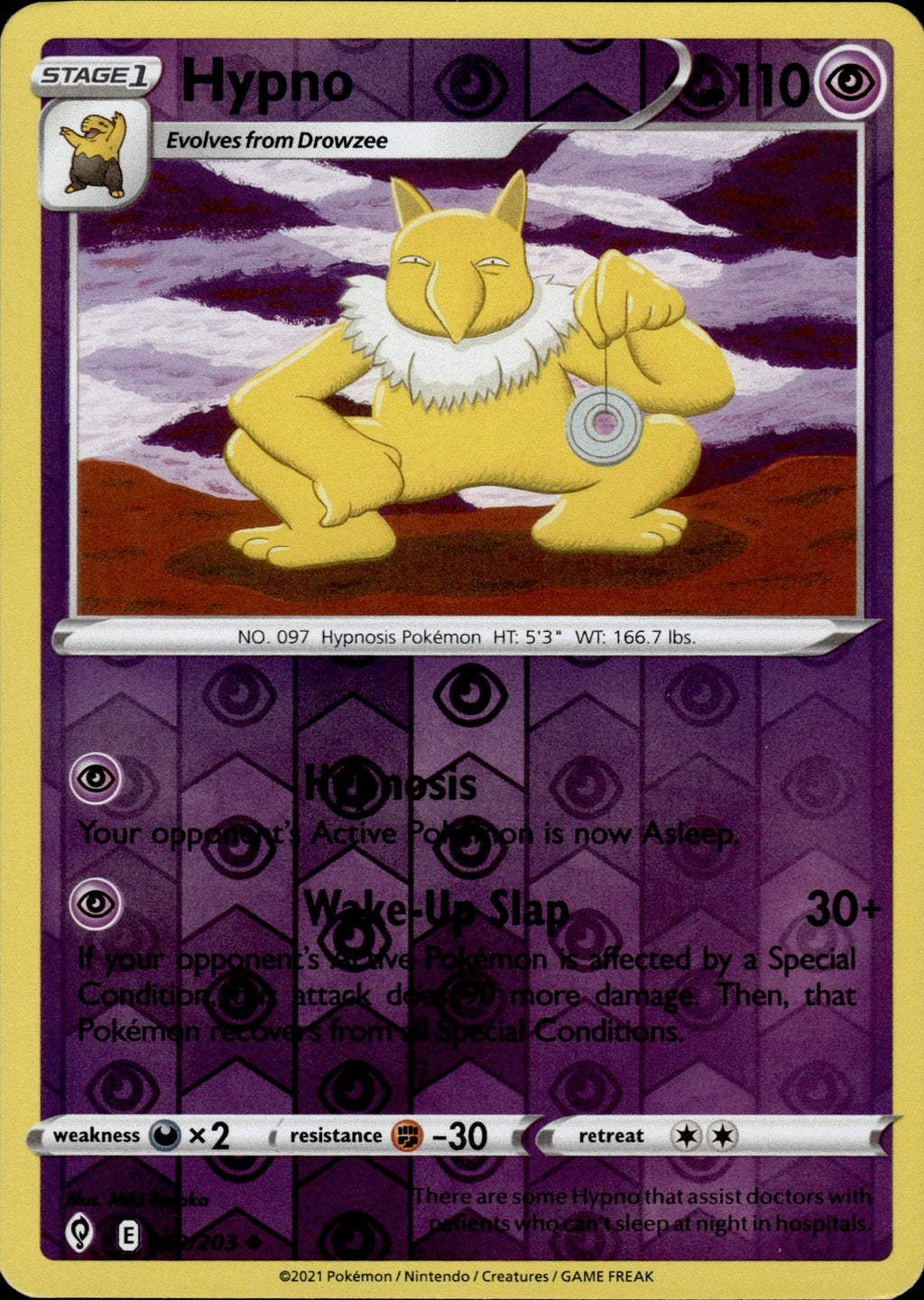 Hypno Reverse Holo Uncommon SWSH07: Evolving Skies 062/203 NM