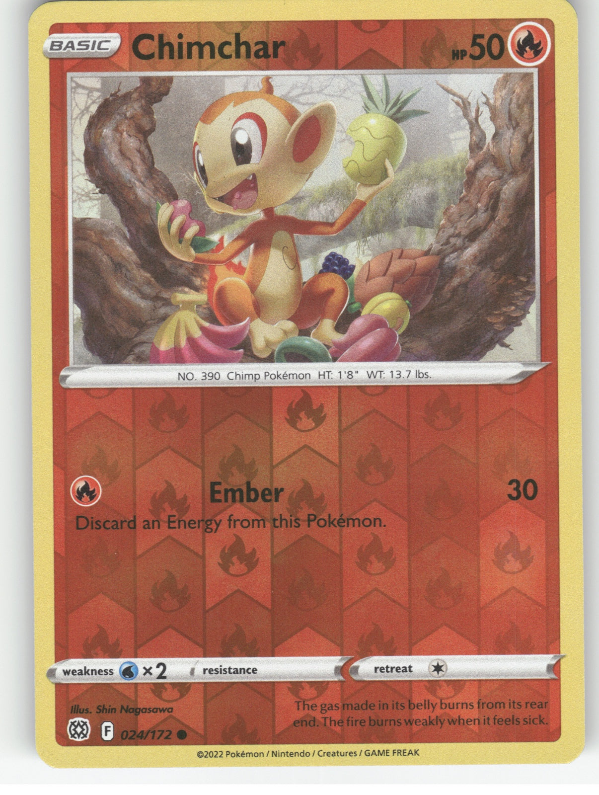 Chimchar Reverse Holo Common SWSH09: Brilliant Stars 024/172 NM