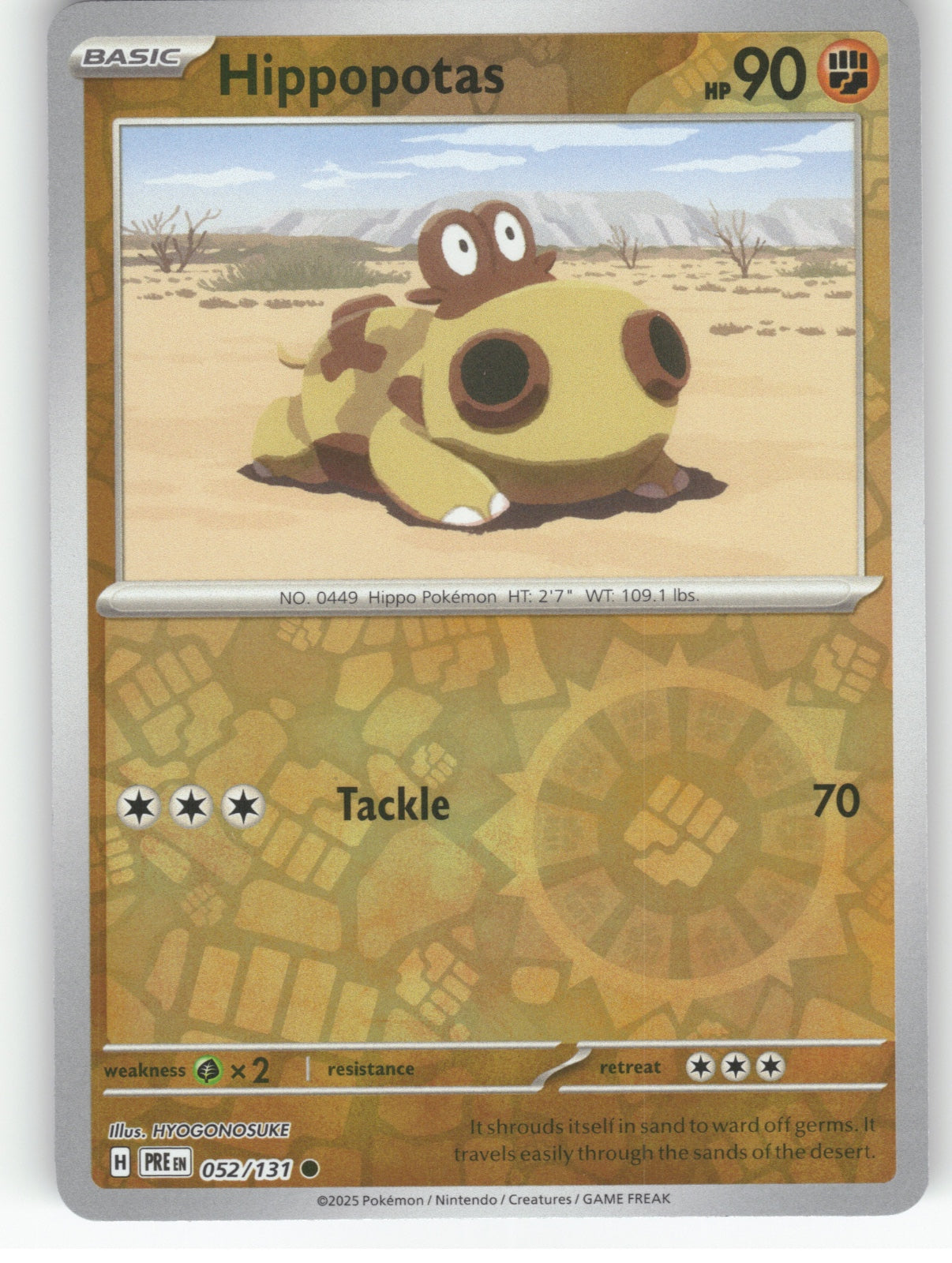 Hippopotas Reverse Holo Common SV: Prismatic Evolutions 052/131 NM
