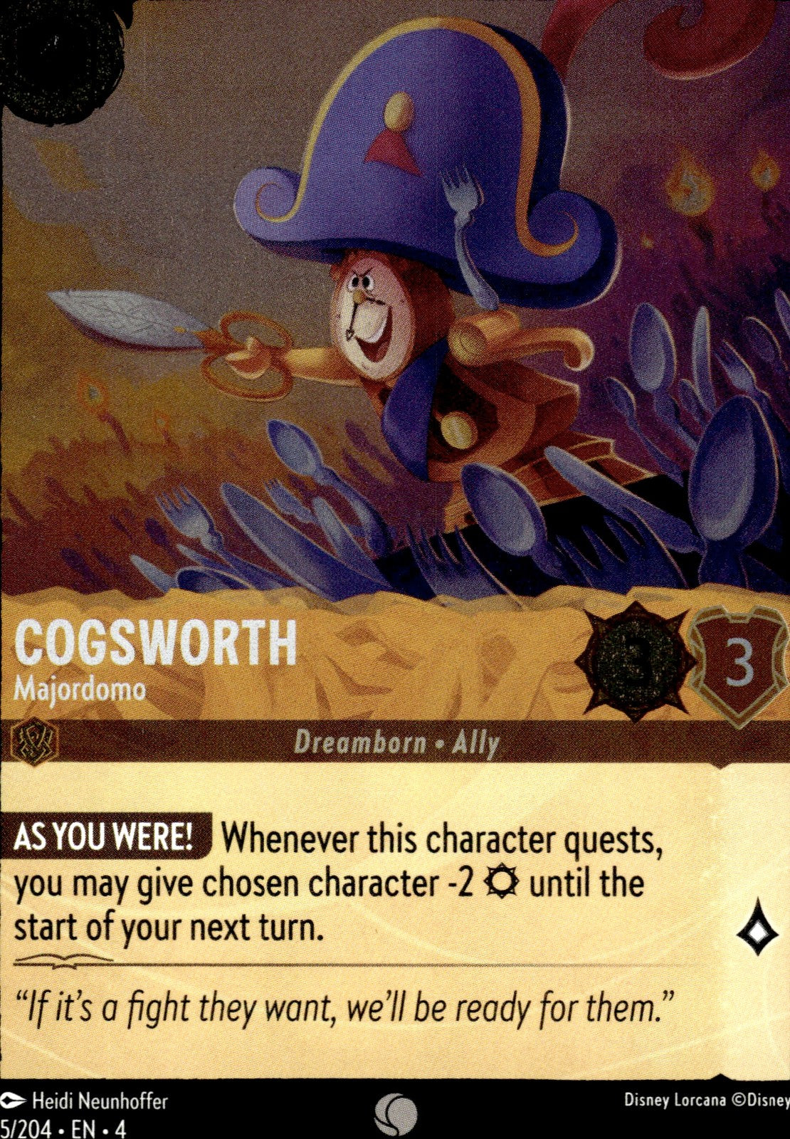 Cogsworth - Majordomo Cold Foil Common Ursula's Return 5/204 NM