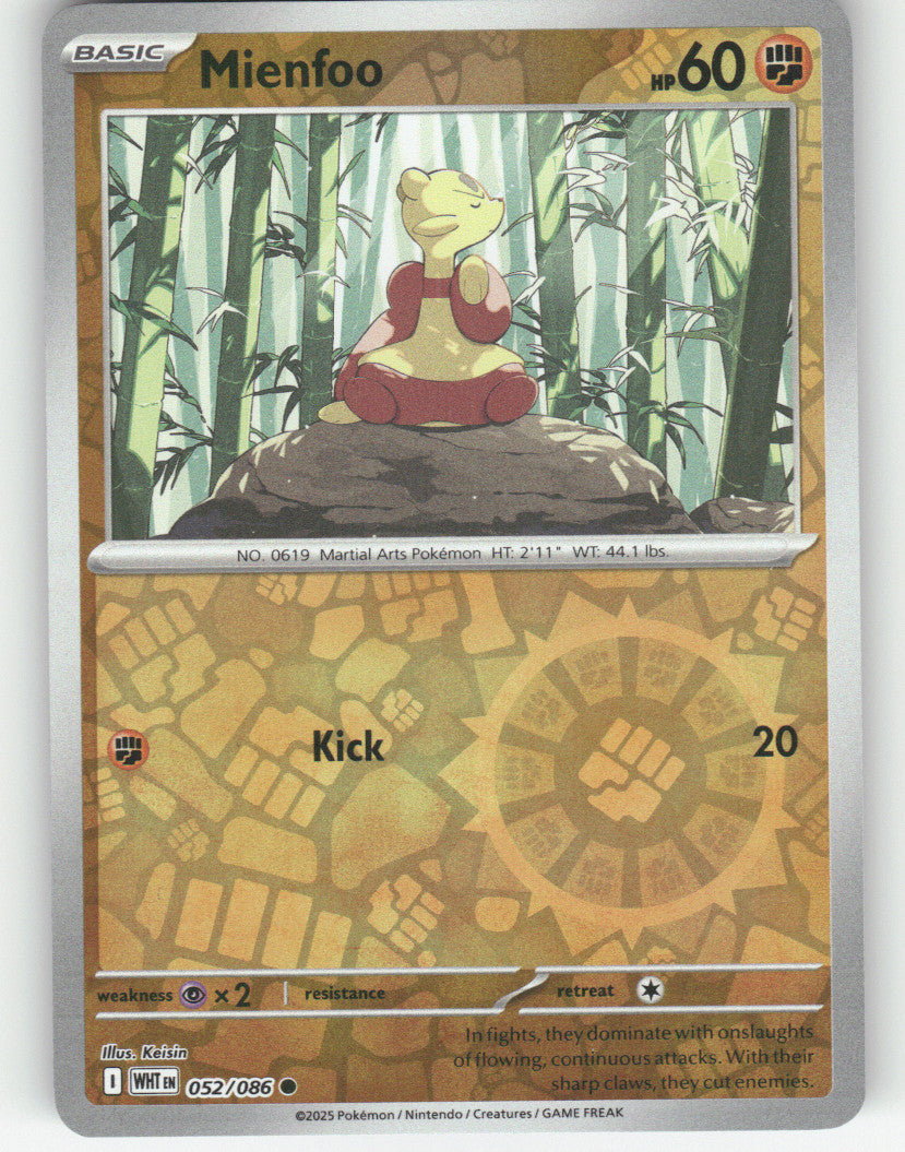 Mienfoo Reverse Holo Common SV: White Flare 052/086 NM
