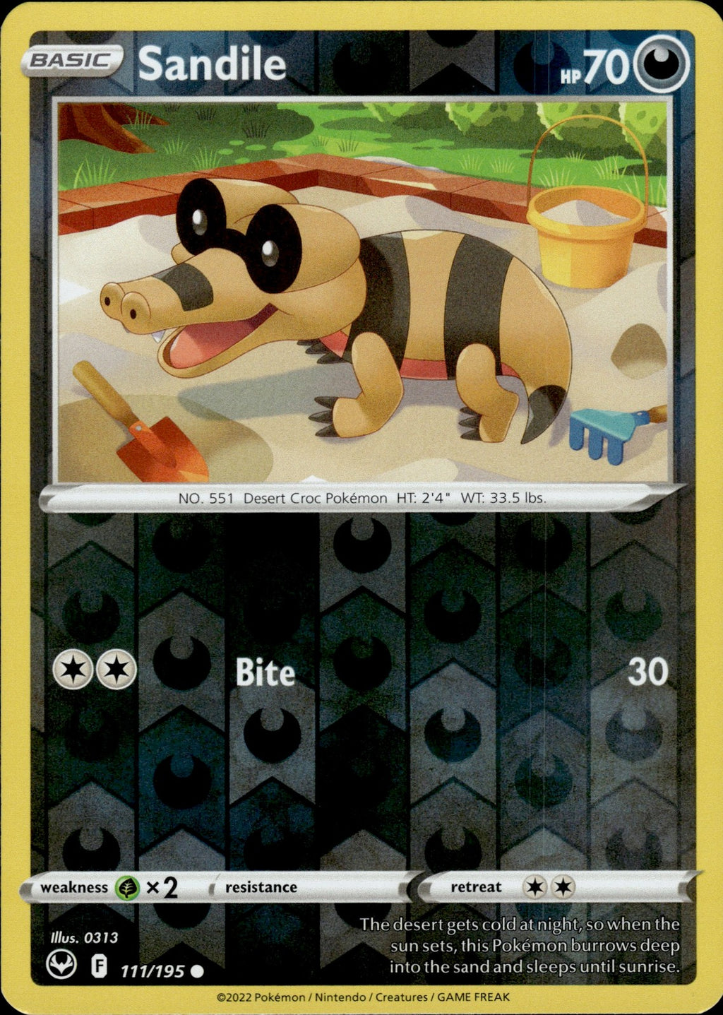 Sandile Reverse Holo Common SWSH12: Silver Tempest 111/195 NM