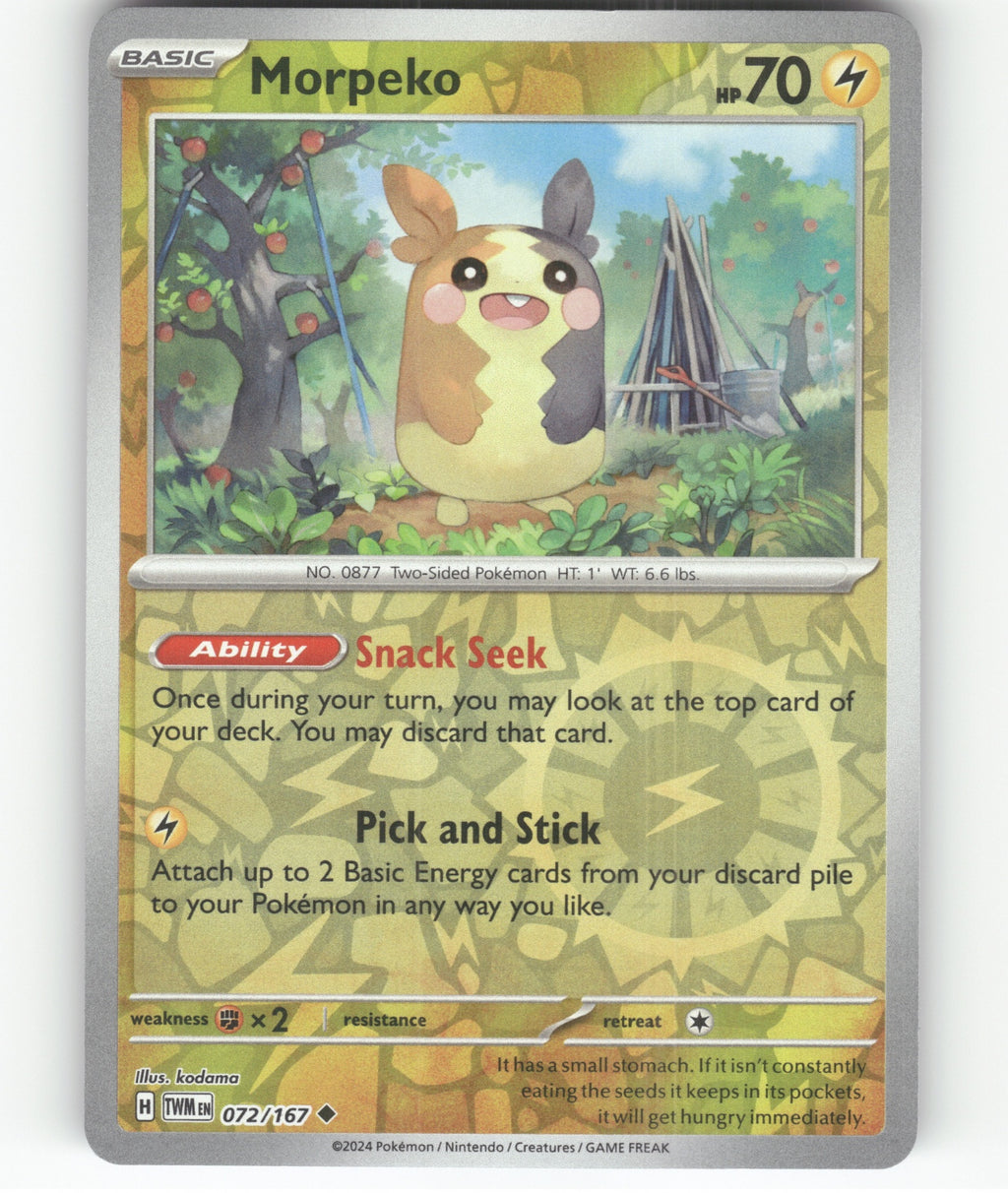 Morpeko Uncommon SV06: Twilight Masquerade 072/167 NM
