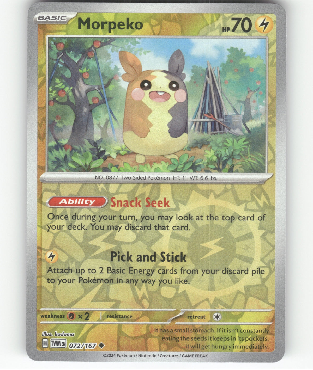 Morpeko Uncommon SV06: Twilight Masquerade 072/167 NM