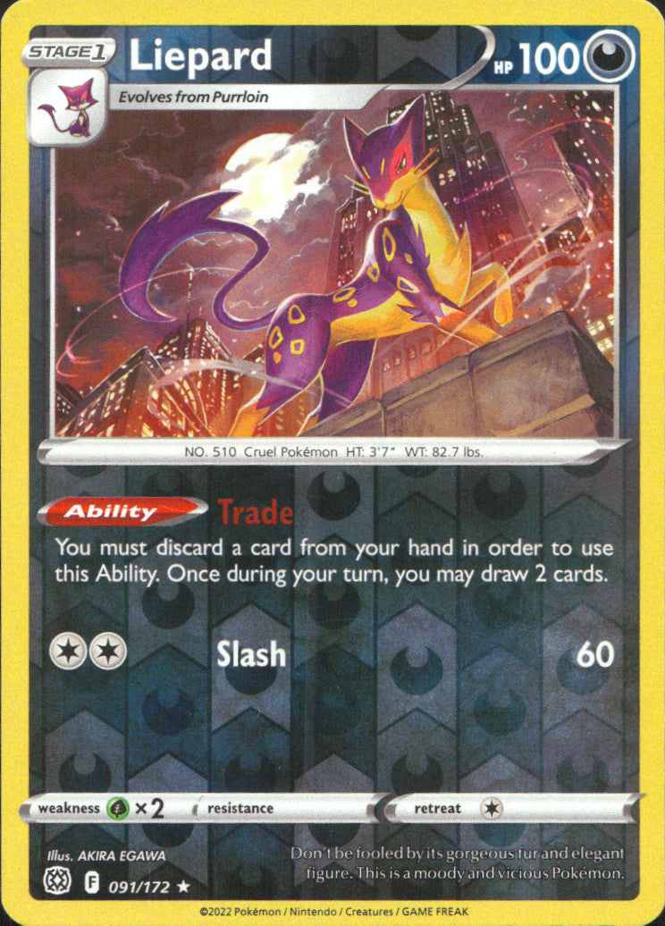 Liepard Reverse Holo Rare SWSH09: Brilliant Stars 091/172 NM