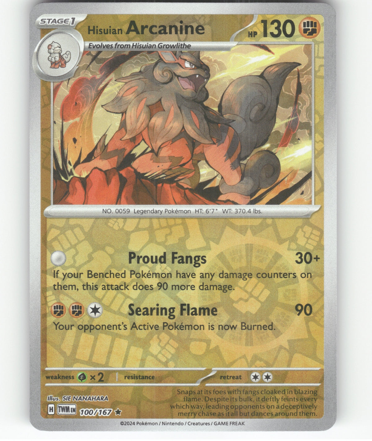Hisuian Arcanine (Cosmos Holo) Holo Rare Blister Exclusives 100/167 NM