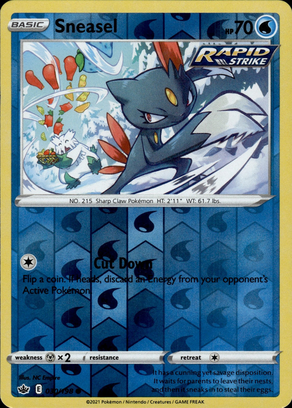 Sneasel Reverse Holo Common SWSH06: Chilling Reign 030/198 NM
