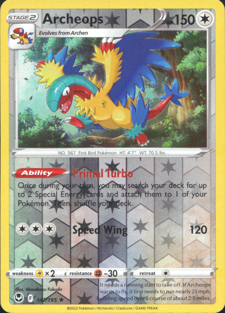 Archeops Reverse Holo Holo Rare SWSH12: Silver Tempest 147/195 NM